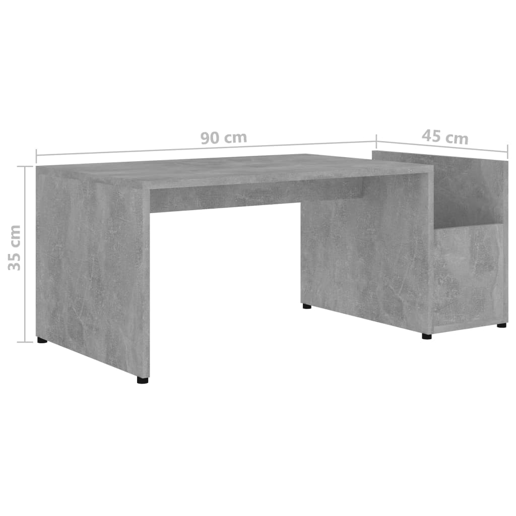 Salongbord betonggrå 90x45x35 cm konstruert tre