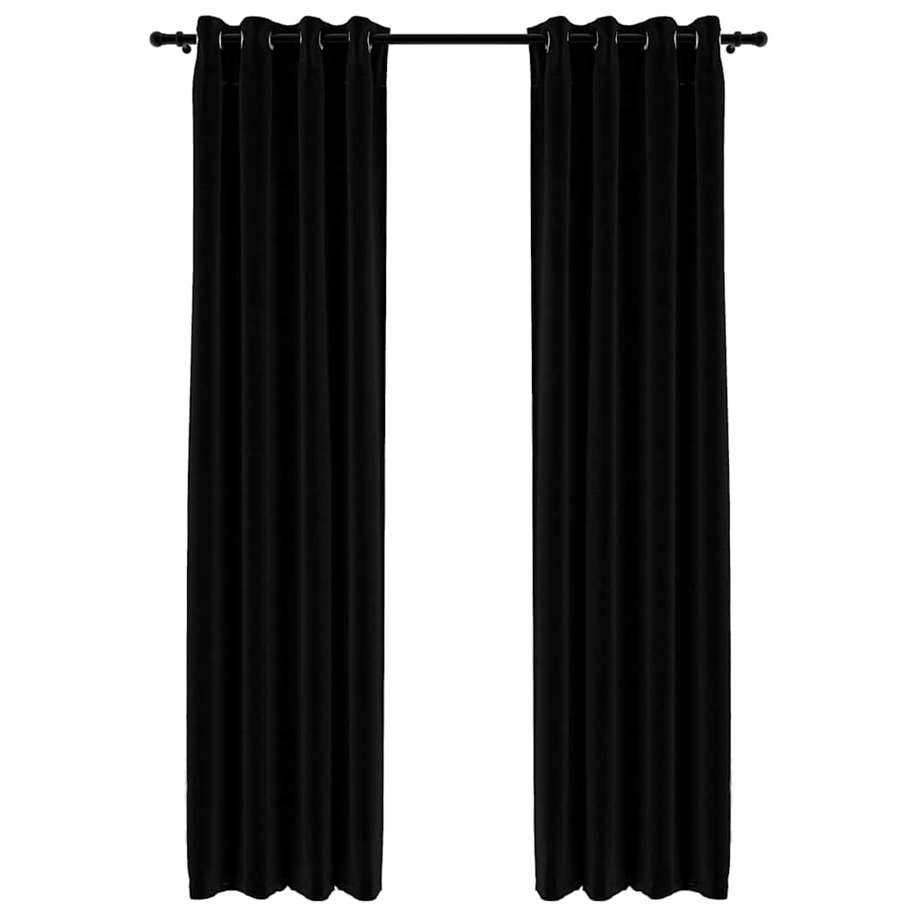 Lystette gardiner maljer og lin-design 2 stk svart 140x225 cm