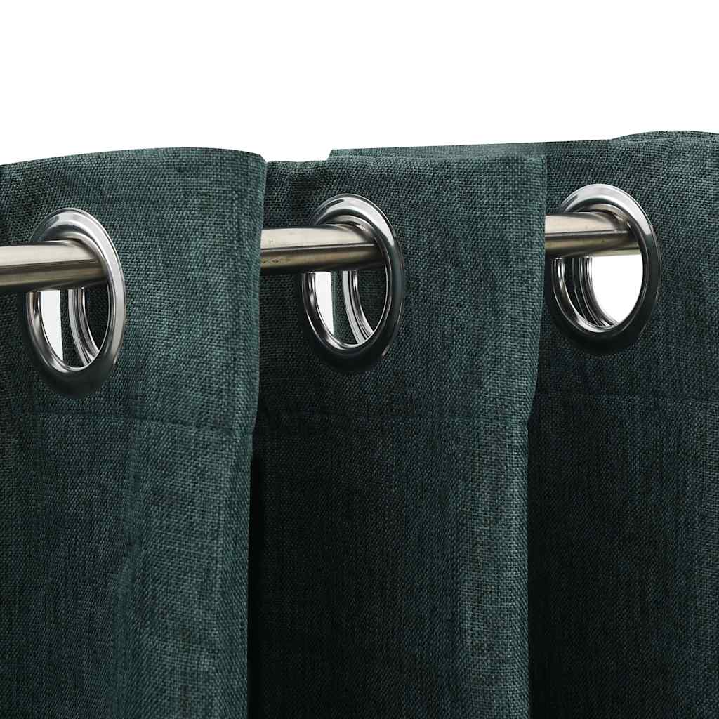 Lystette gardiner maljer og lin-design grønn 290x245 cm