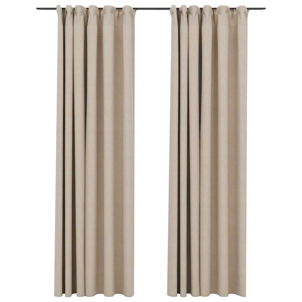 Lystette gardiner kroker og lin-design 2 stk beige 140x225 cm