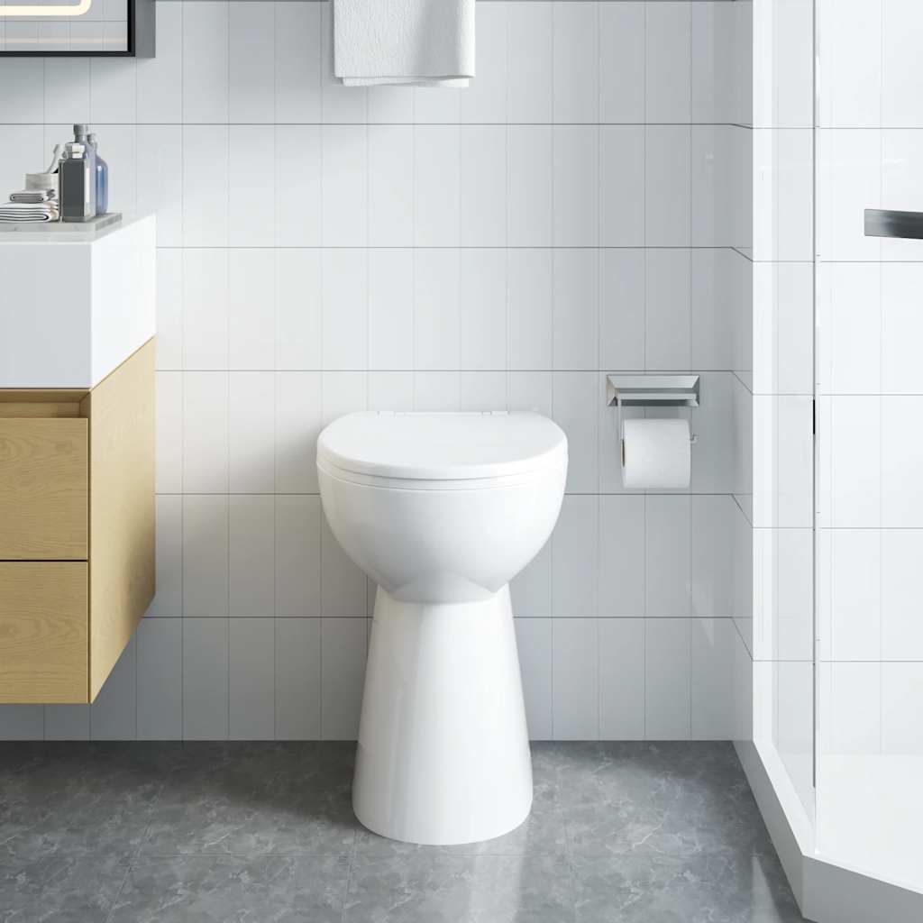 Kantløst toalett 7 cm ekstra høyde Soft Close hvit keramikk
