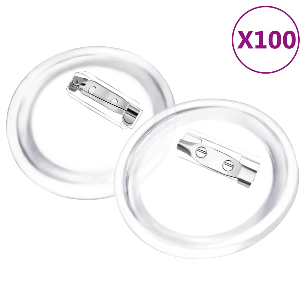 Buttonssett med nål 100 sett akryl 44 mm
