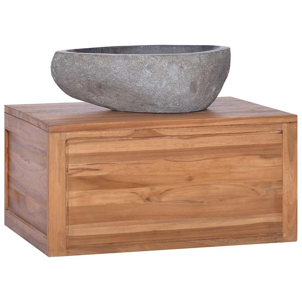 Veggmontert baderomsskap 60x45x30 cm heltre teak