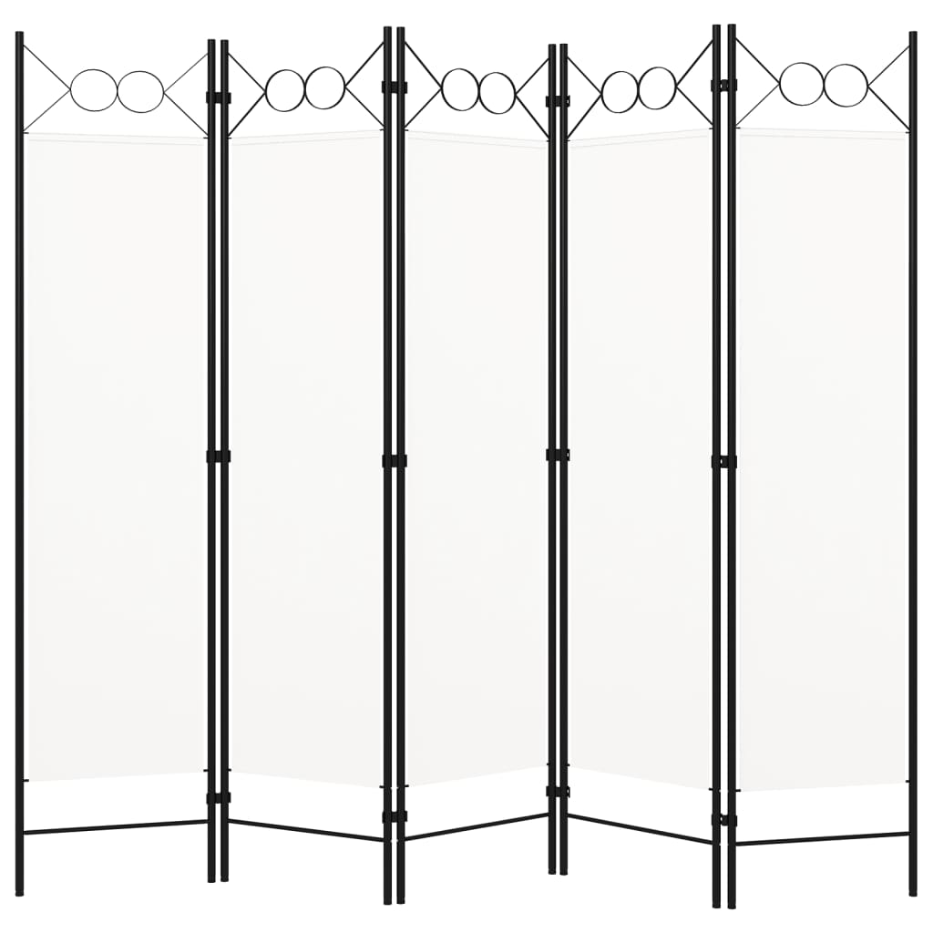 Romdeler 5 paneler hvit 200x180 cm