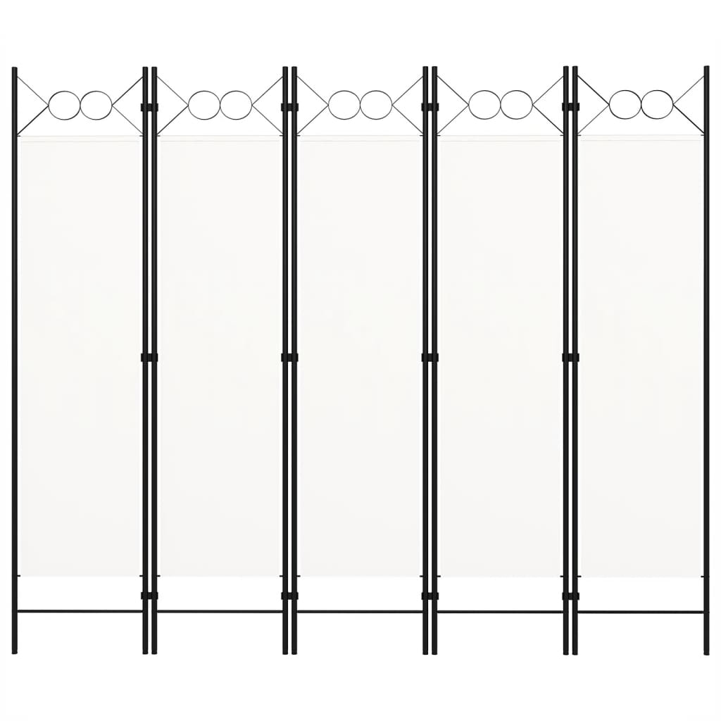 Romdeler 5 paneler hvit 200x180 cm