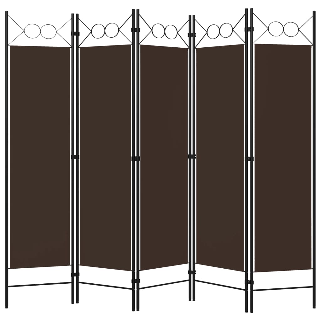 Romdeler 5 paneler brun 200x180 cm