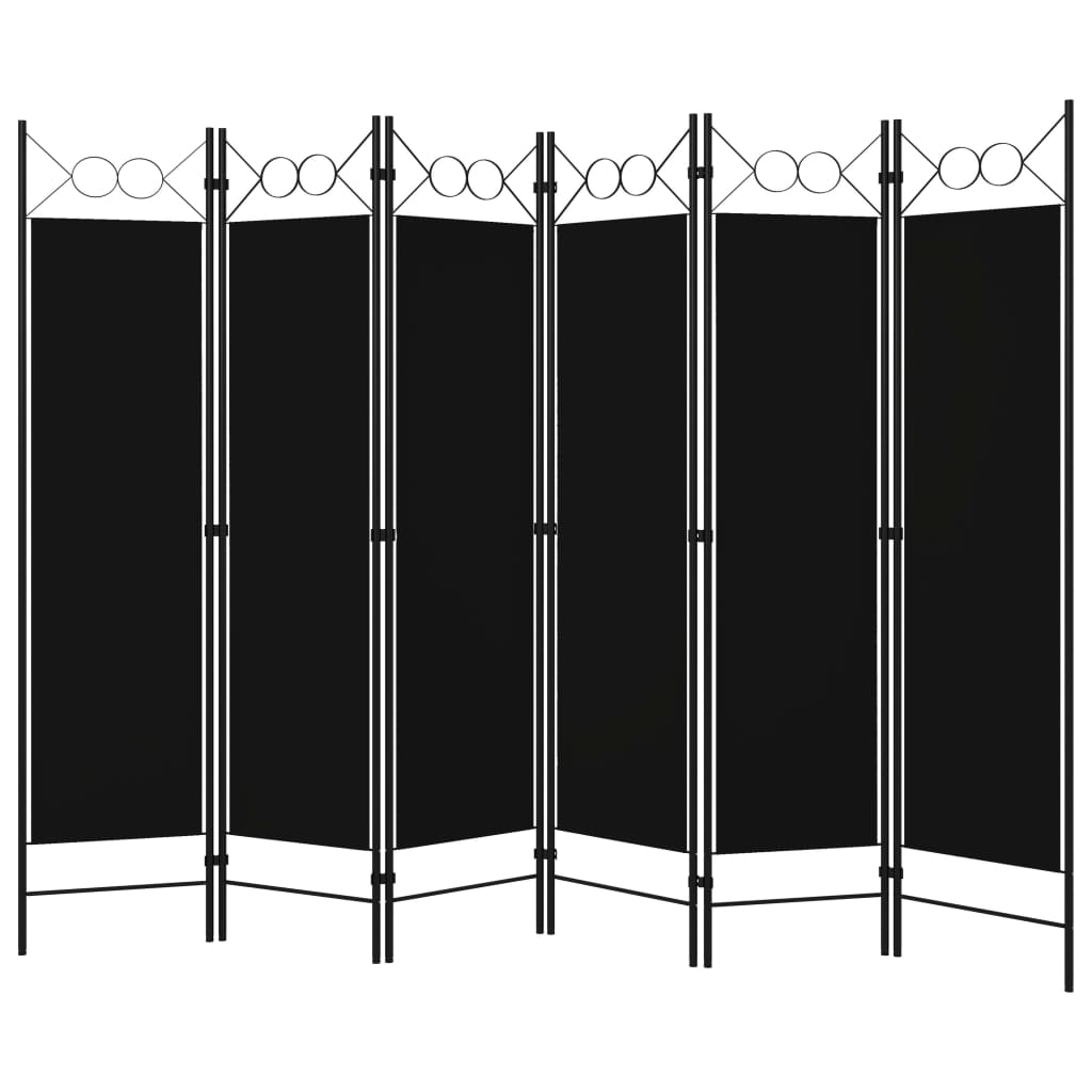 Romdeler med 6 paneler svart 240x180 cm