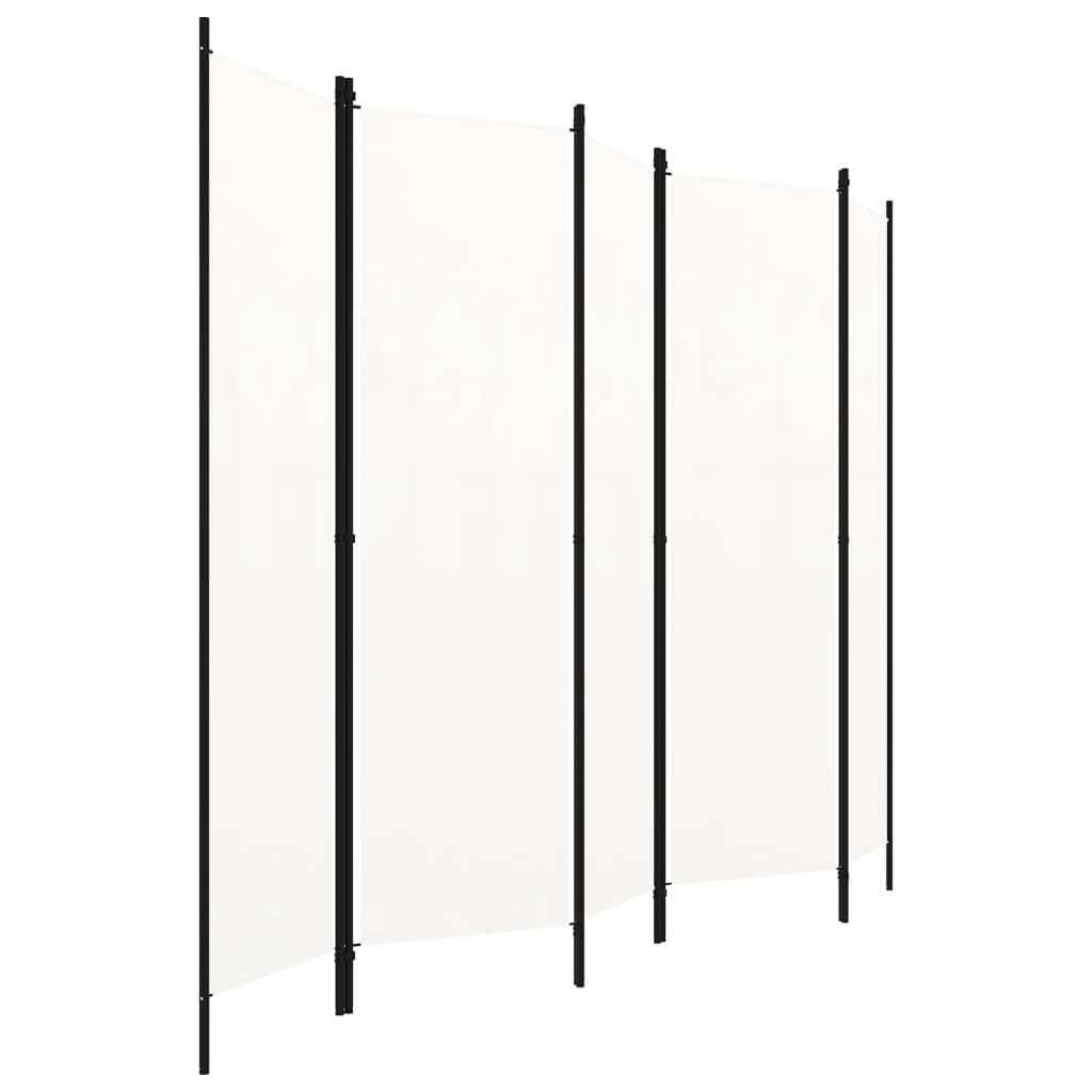Romdeler med 5 paneler hvit 250x180 cm