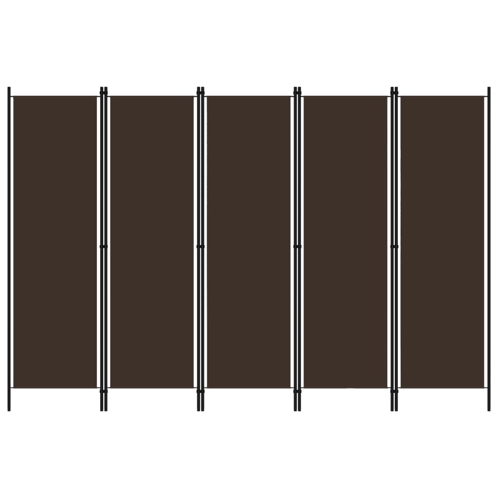 Romdeler med 5 paneler brun 250x180 cm