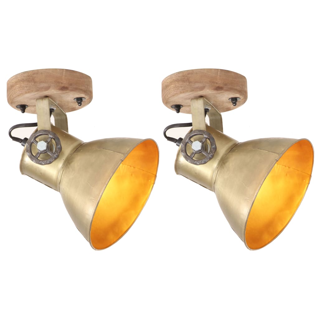 Industrielle vegg-/taklamper 2 stk messing 20x25 cm E27