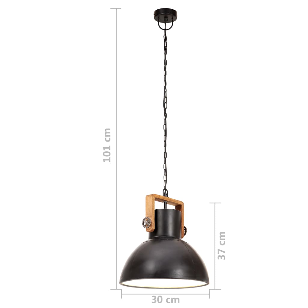 Industriell hengelampe 25 W svart rund 30 cm E27