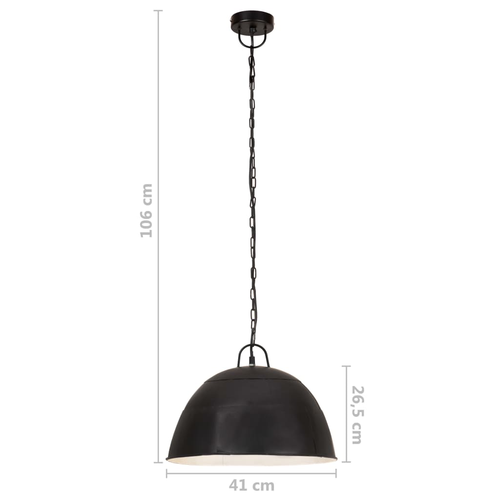 Industriell vintage hengelampe 25 W svart rund 41 cm E27