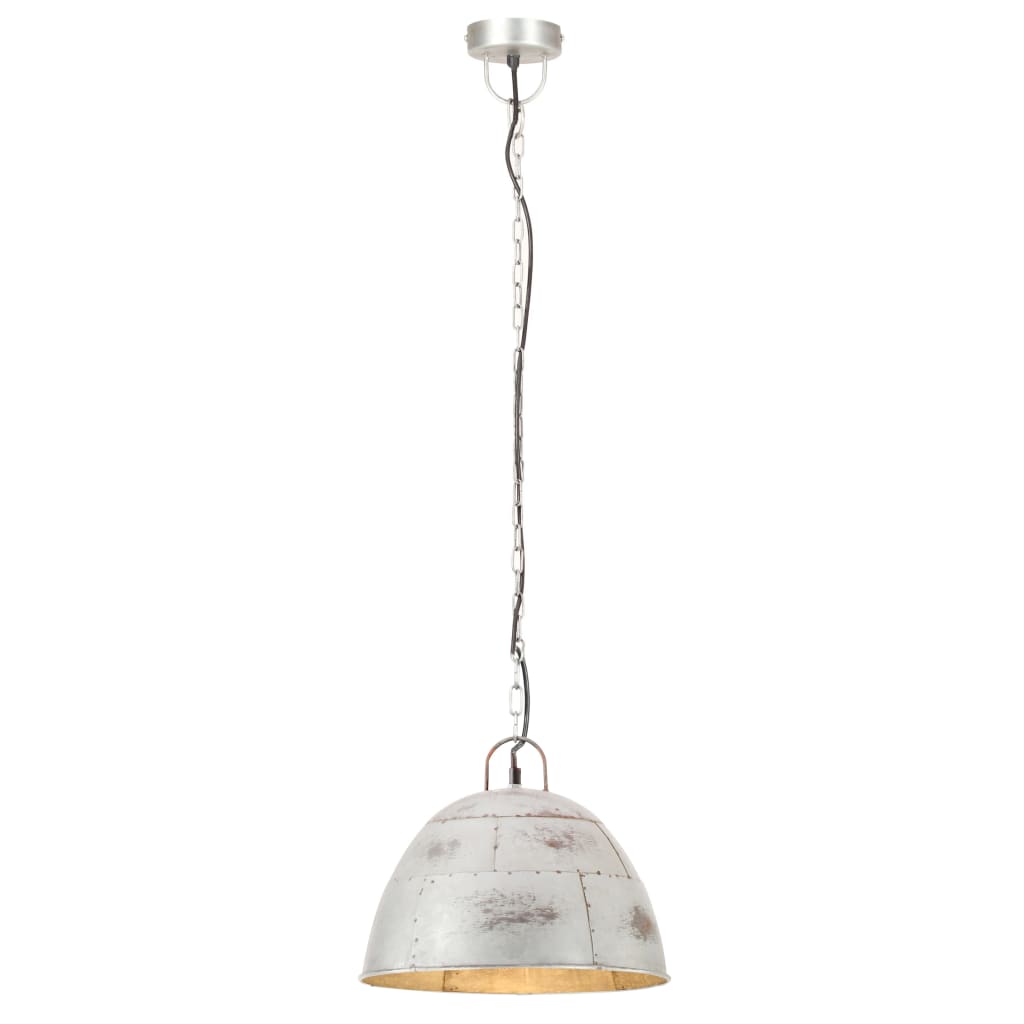 Industriell vintage hengelampe 25 W sølv rund 31 cm E27