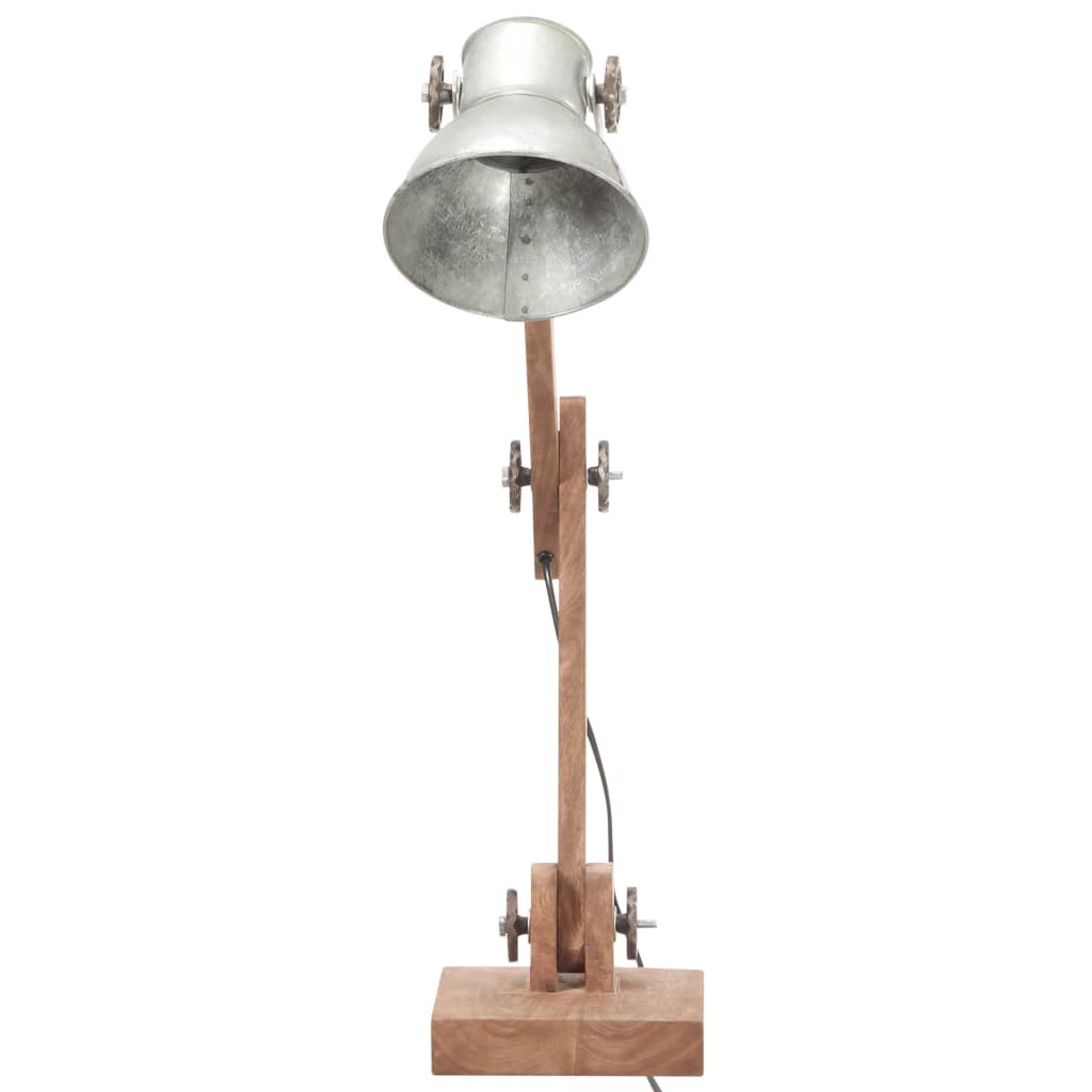 Industriell bordlampe sølv rund 58x18x90 cm E27