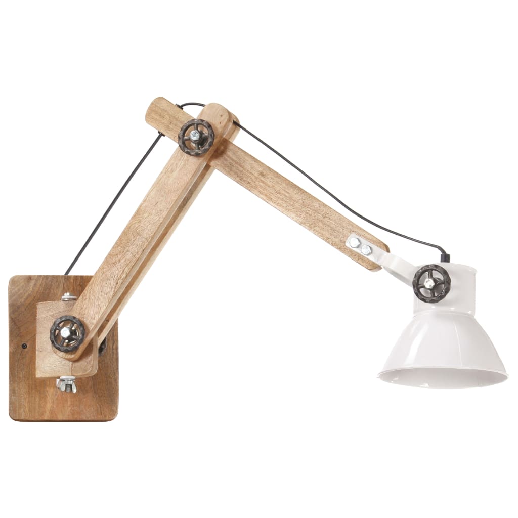 Vegglampe i industriell stil hvit rund E27
