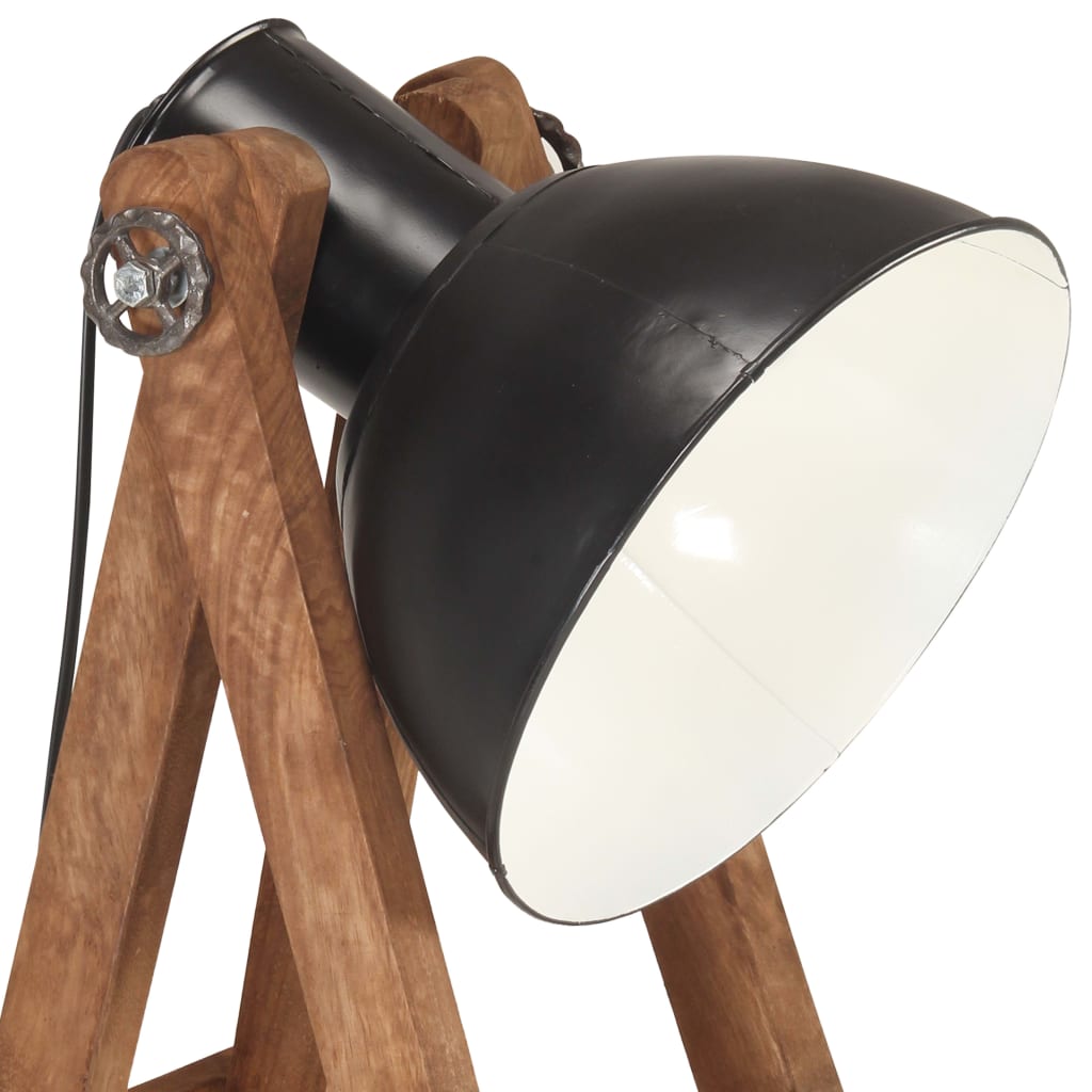 Gulvlampe svart E27 heltre mango