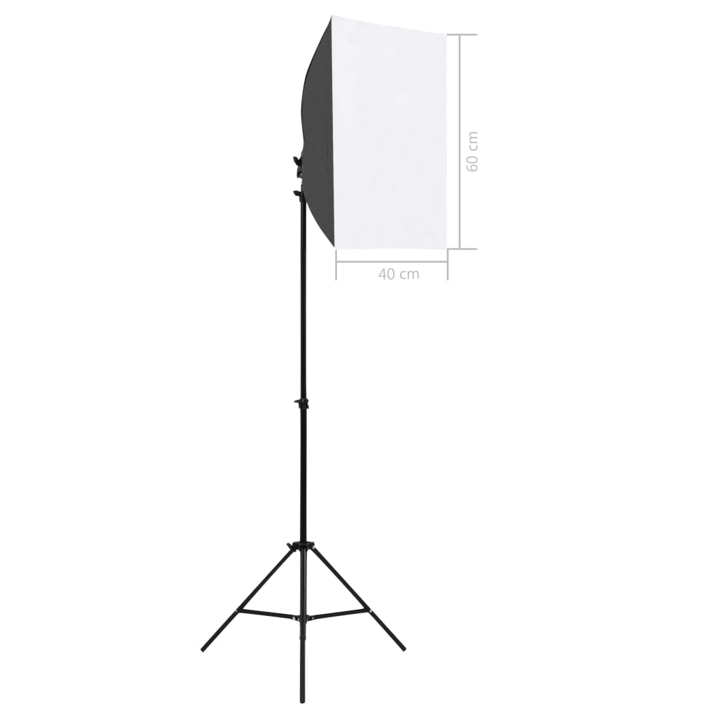 Fotostudiosett med softbokslys og bakgrunn
