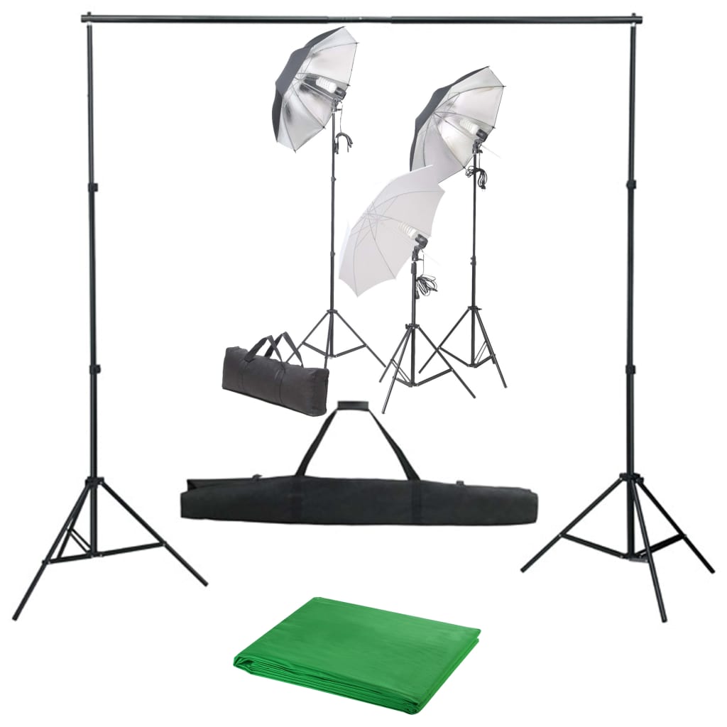 Fotostudiosett med lyssett og bakgrunn