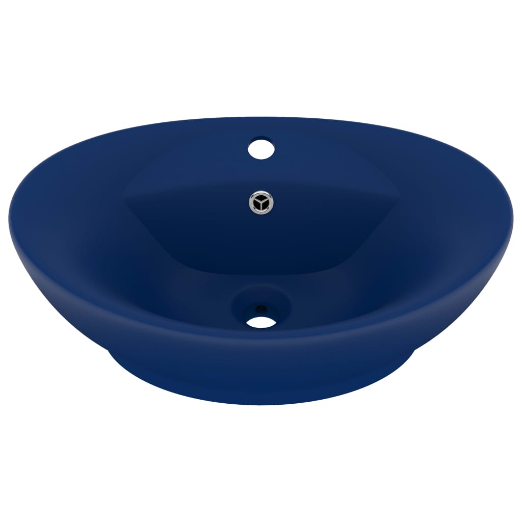 Luksuriøs servant overløp oval matt mørkeblå 58,5x39cm keramisk