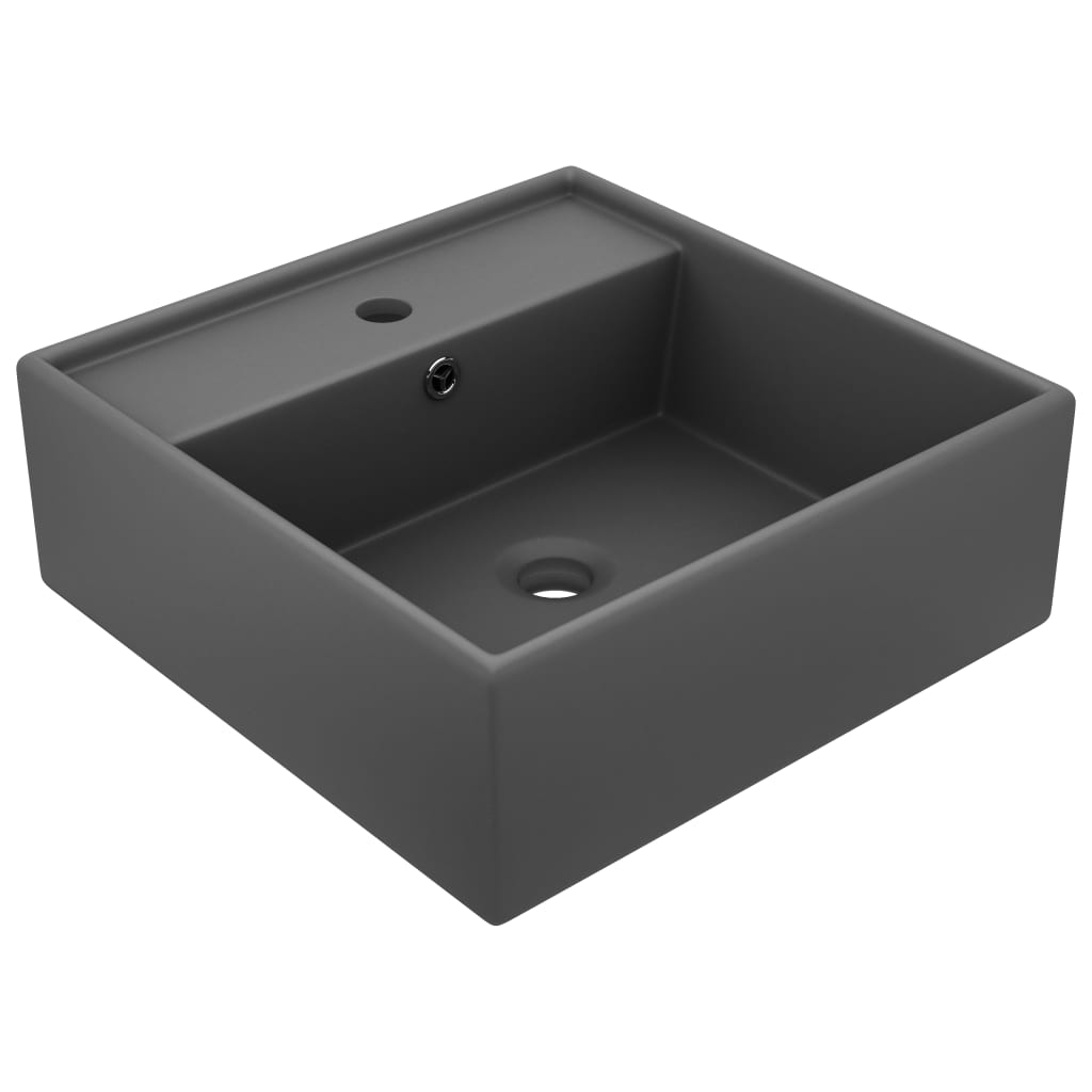 Luksuriøs servant overløp firkantet mørkegrå 41x41 cm keramisk
