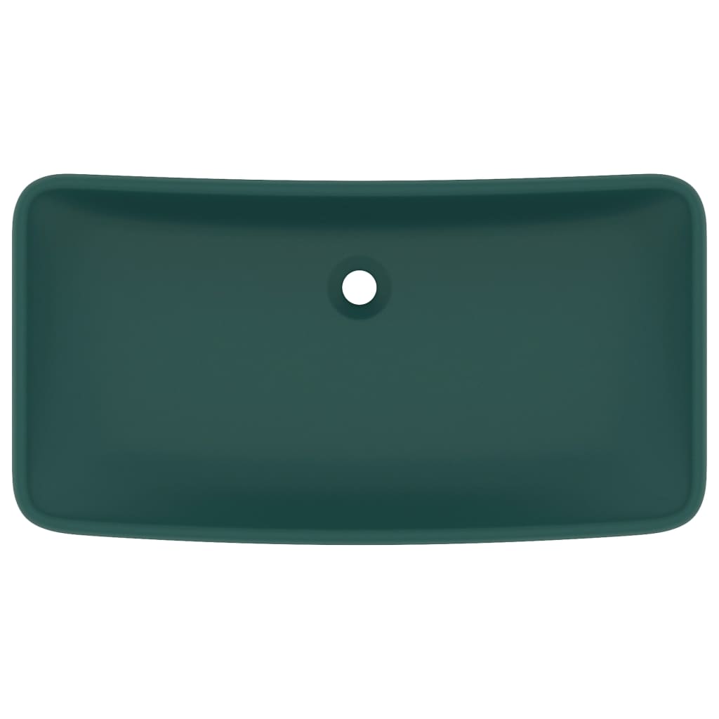 Luksuriøs servant rektangulær matt mørkegrønn 71x38 cm keramikk