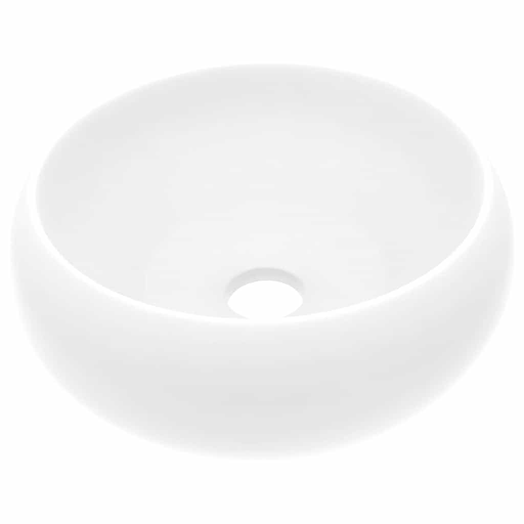 Luksuriøs servant rund matt hvit 40x15 cm keramisk
