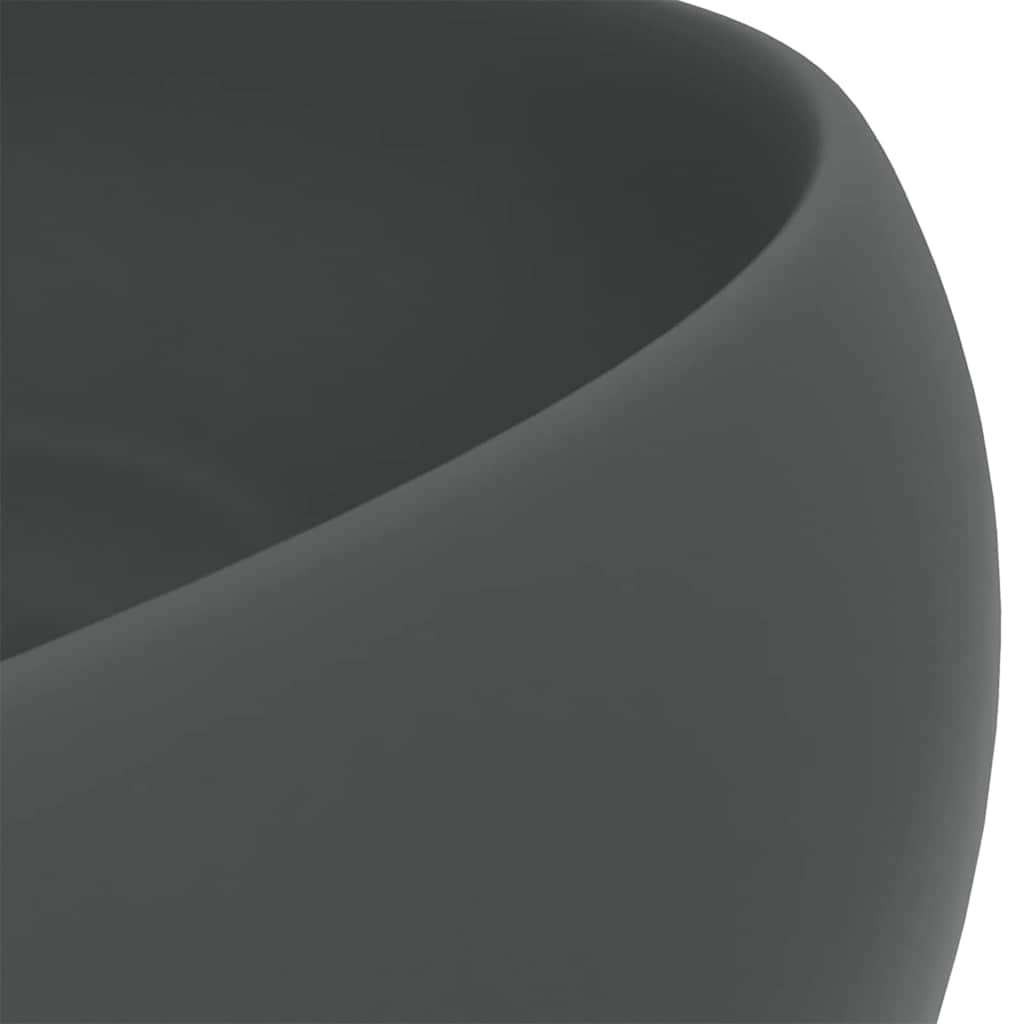 Luksuriøs servant rund matt mørkegrå 40x15 cm keramisk