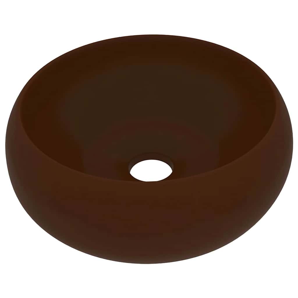 Luksuriøs servant rund matt mørkebrun 40x15 cm keramisk