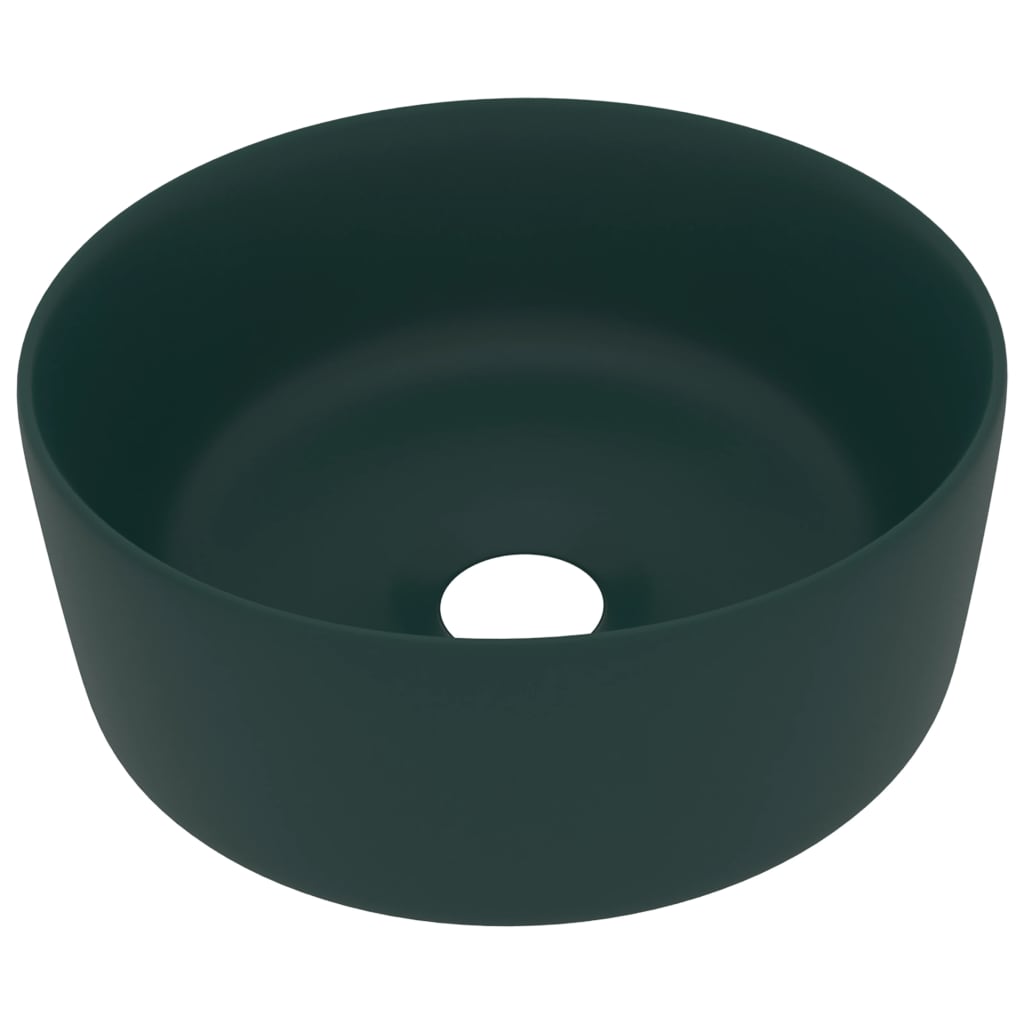Luksuriøs servant rund matt mørkegrønn 40x15 cm keramisk