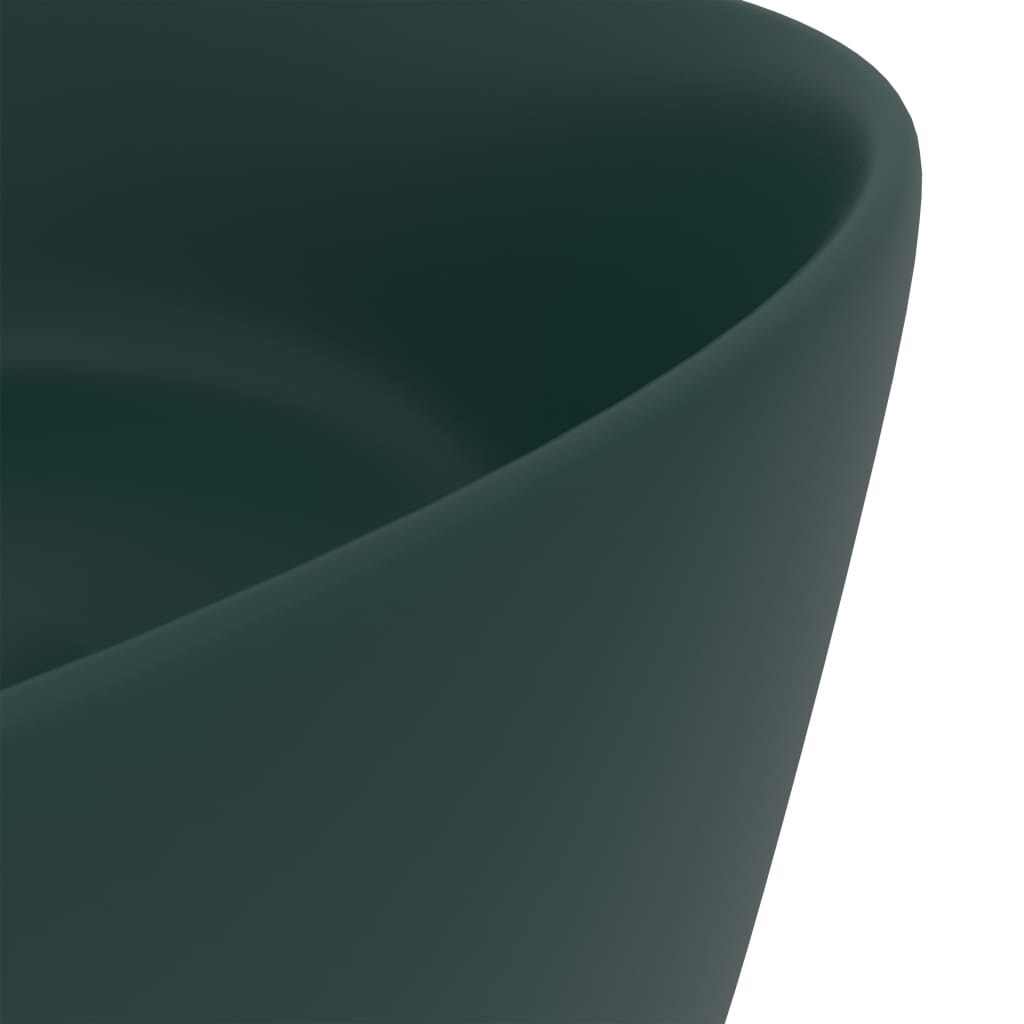 Luksuriøs servant rund matt mørkegrønn 40x15 cm keramisk