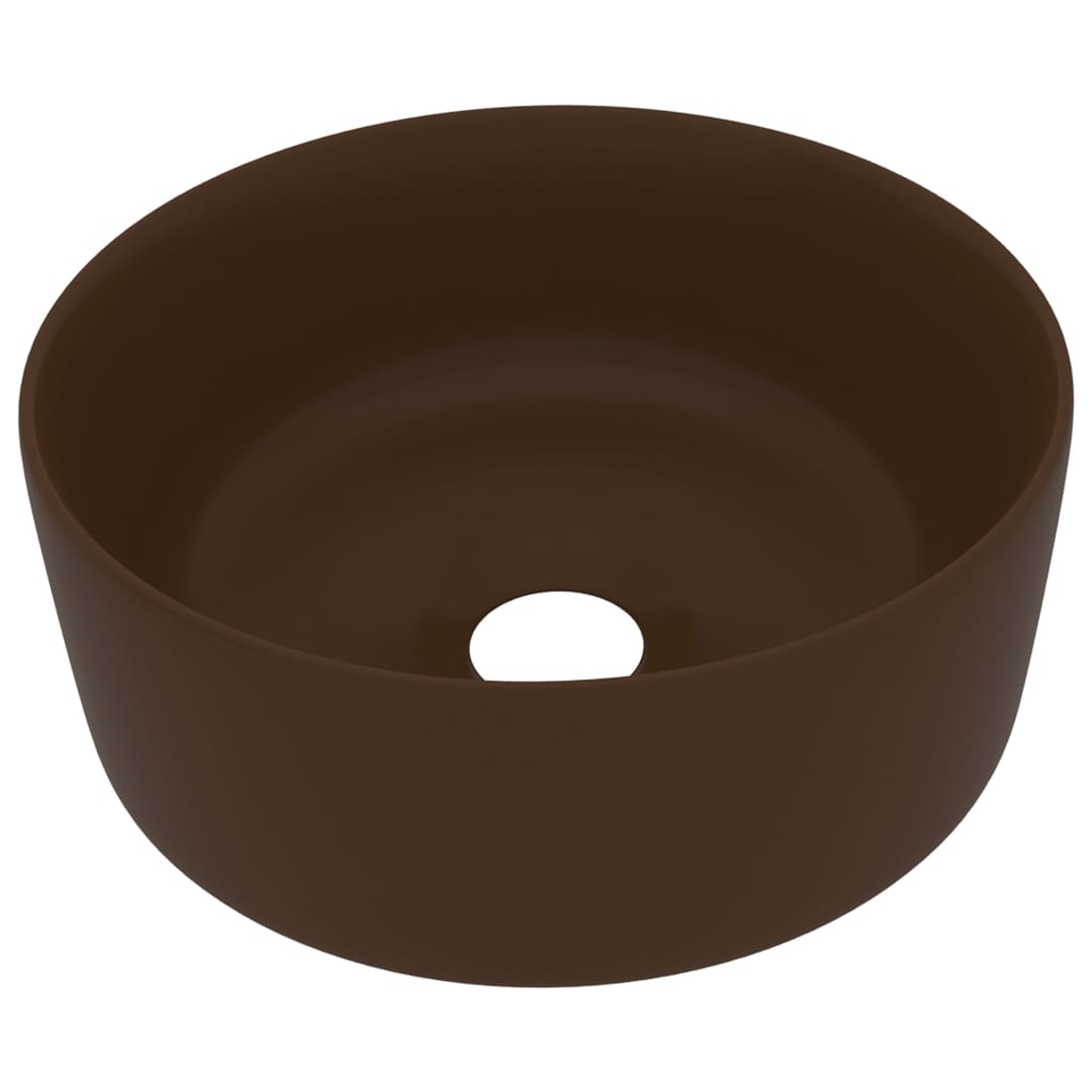 Luksuriøs servant rund matt mørkebrun 40x15 cm keramisk