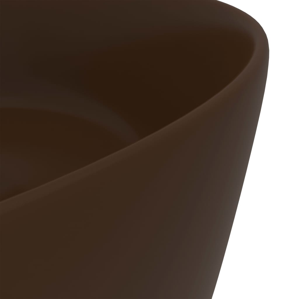 Luksuriøs servant rund matt mørkebrun 40x15 cm keramisk
