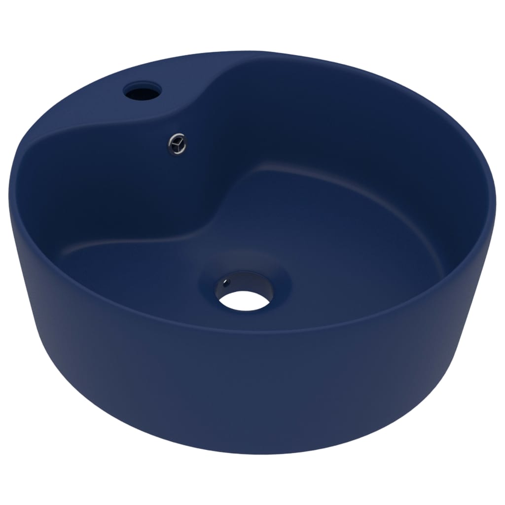 Luksuriøs servant med overløp matt mørkeblå 36x13 cm keramisk