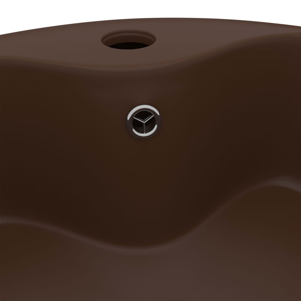 Luksuriøs servant med overløp matt mørkebrun 36x13 cm keramisk