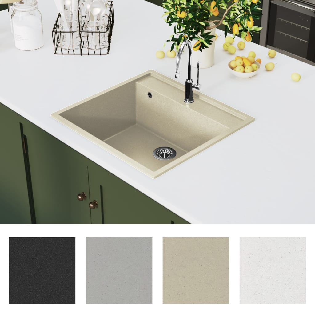 Vask med overløpshull beige granitt