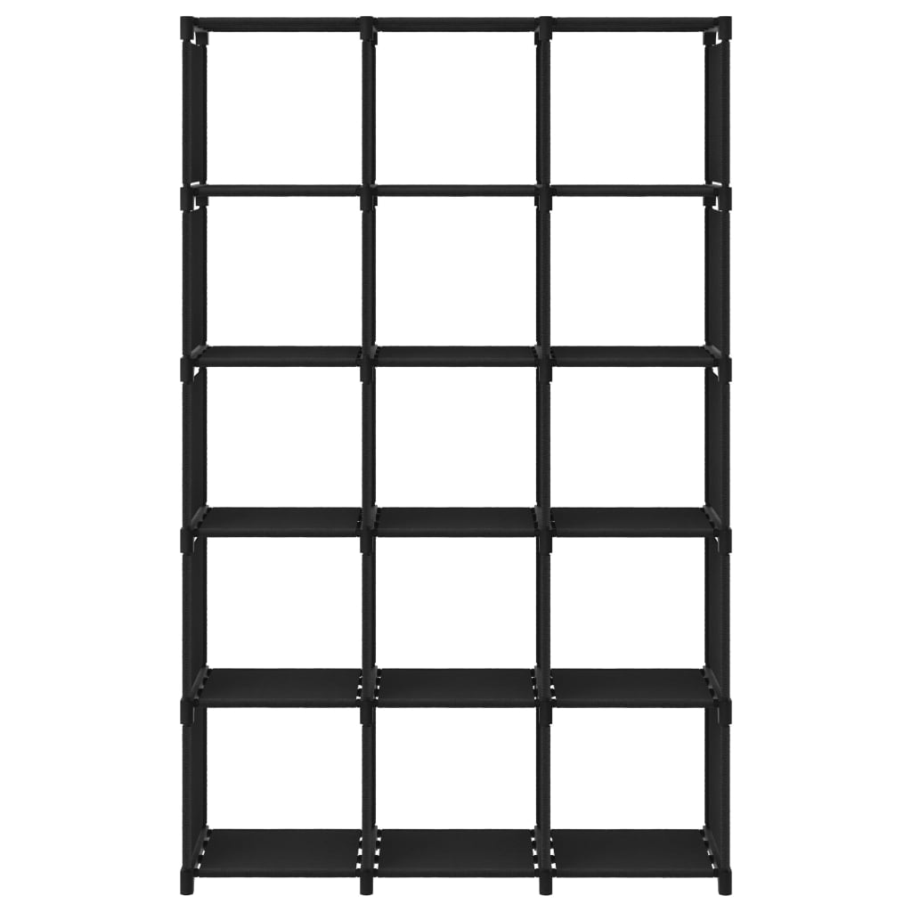 Displayhylle med 15 kuber svart 103x30x175,5 cm stoff