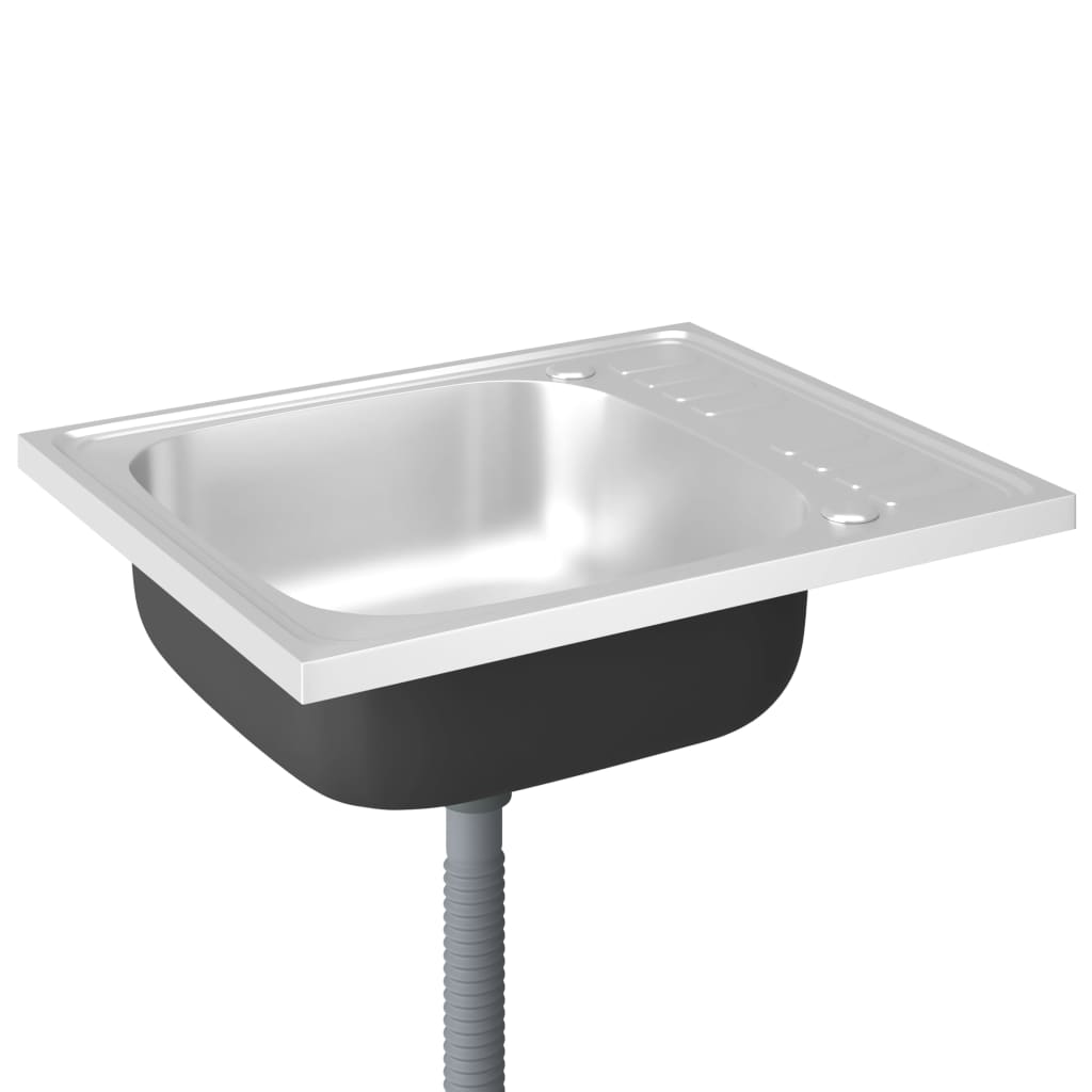 Kjøkkenvask med avløpssett sølv 600x500x155 mm rustfritt stål
