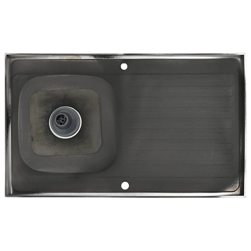 Kjøkkenvask med avrenning sølv 1000x600x155 mm rustfritt stål