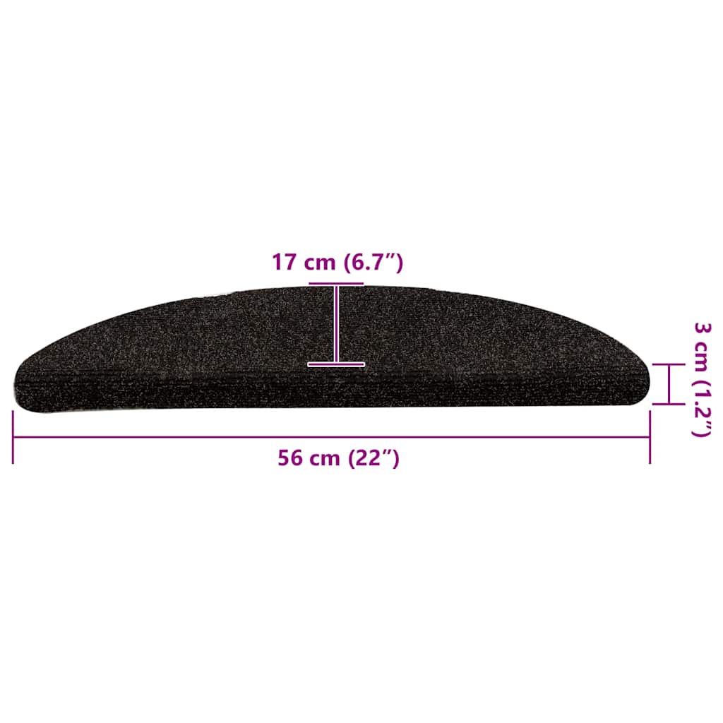 Trappematter selvklebende 15 stk 56x17x3 cm mørkebrune halvrund