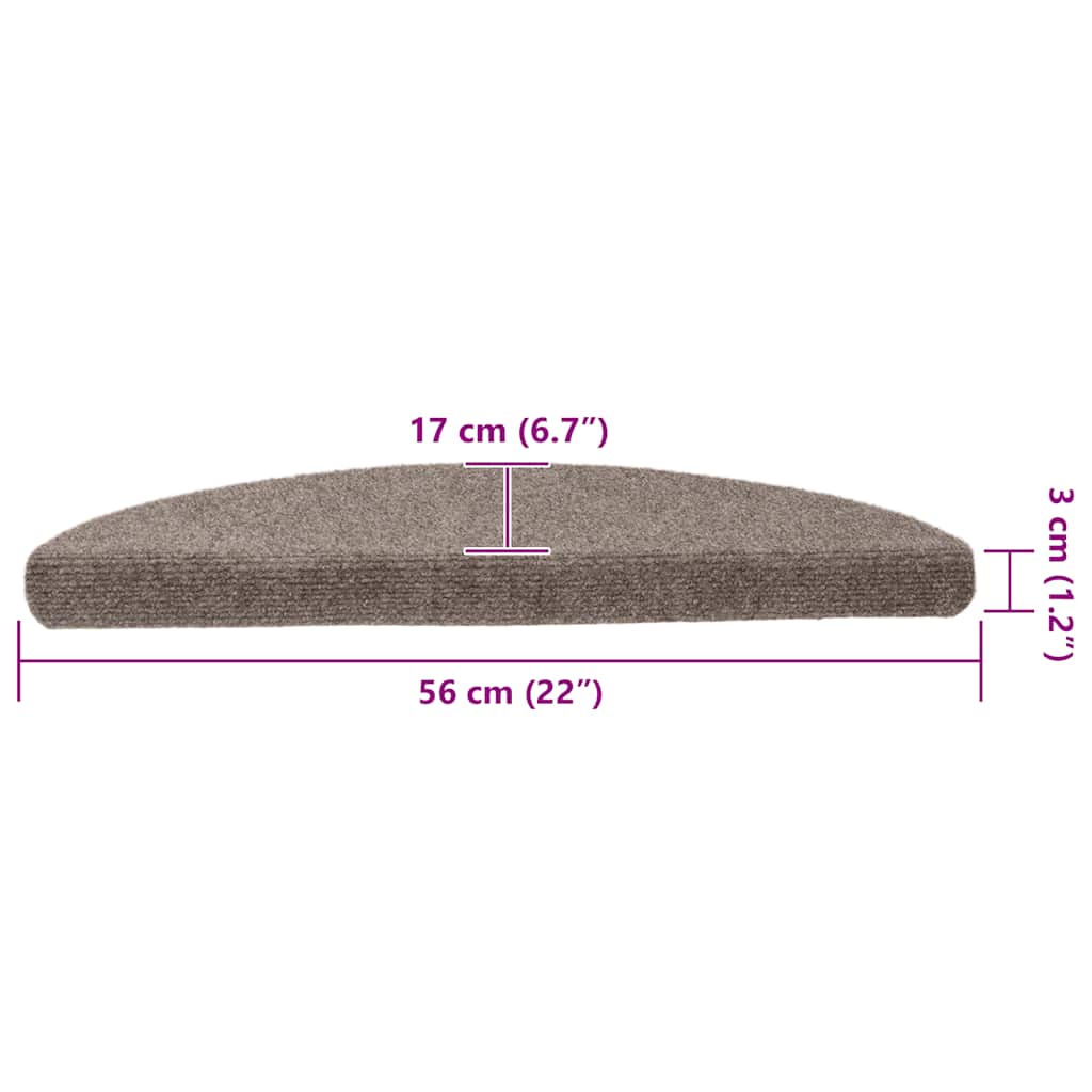 Trappematter selvklebende 15 stk 56x17x3 cm beige halvrund