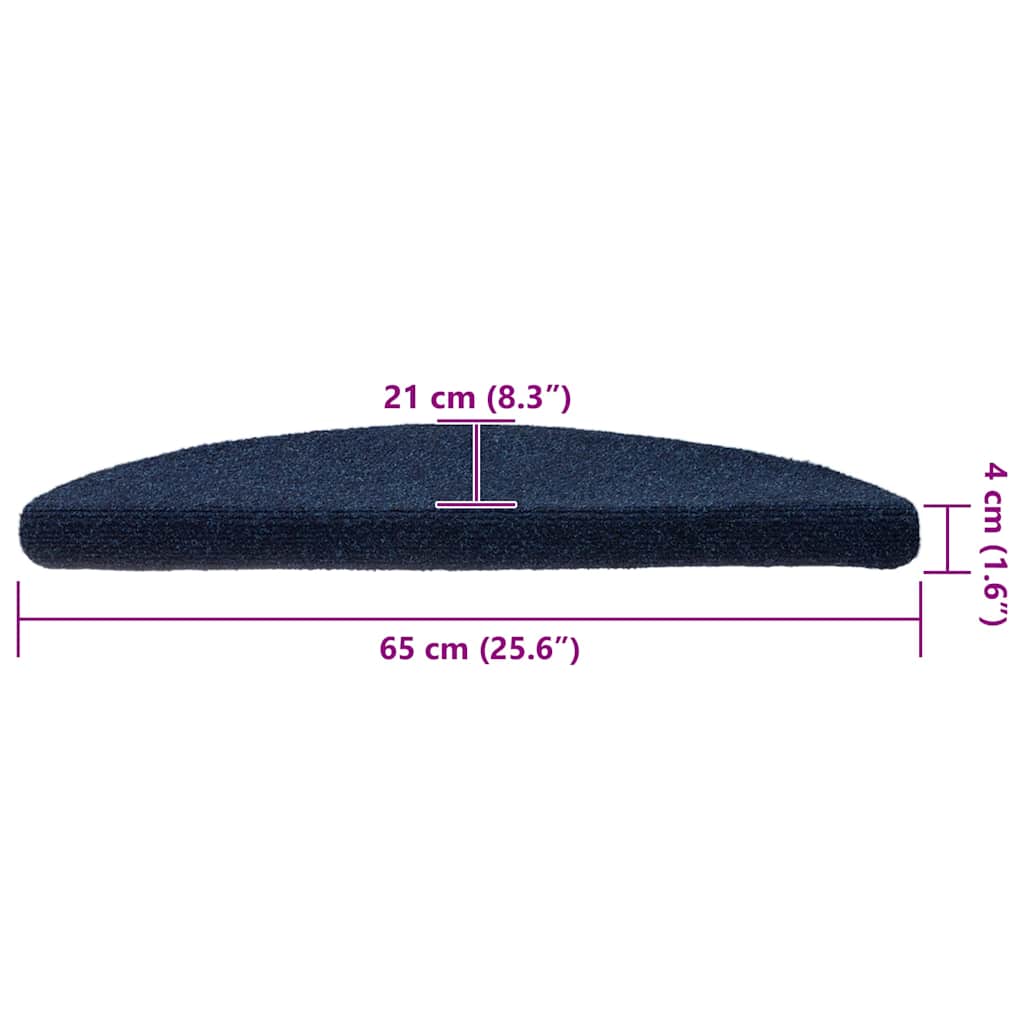 Trappematter selvklebende 15 stk 65x21x4 cm marineblå halvrund store
