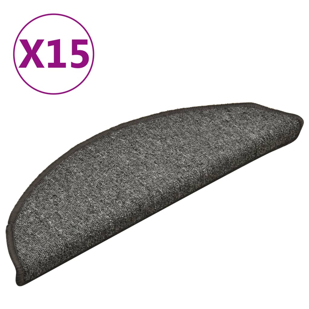 Trappematter 15 stk 56x17x3 cm mørkegrå halvrund