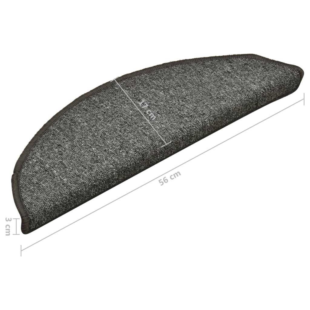 Trappematter 15 stk 56x17x3 cm mørkegrå halvrund