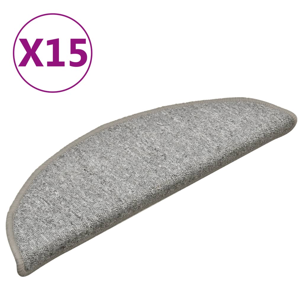 Trappematter 15 stk 56x17x3 cm lysegrå halvrund