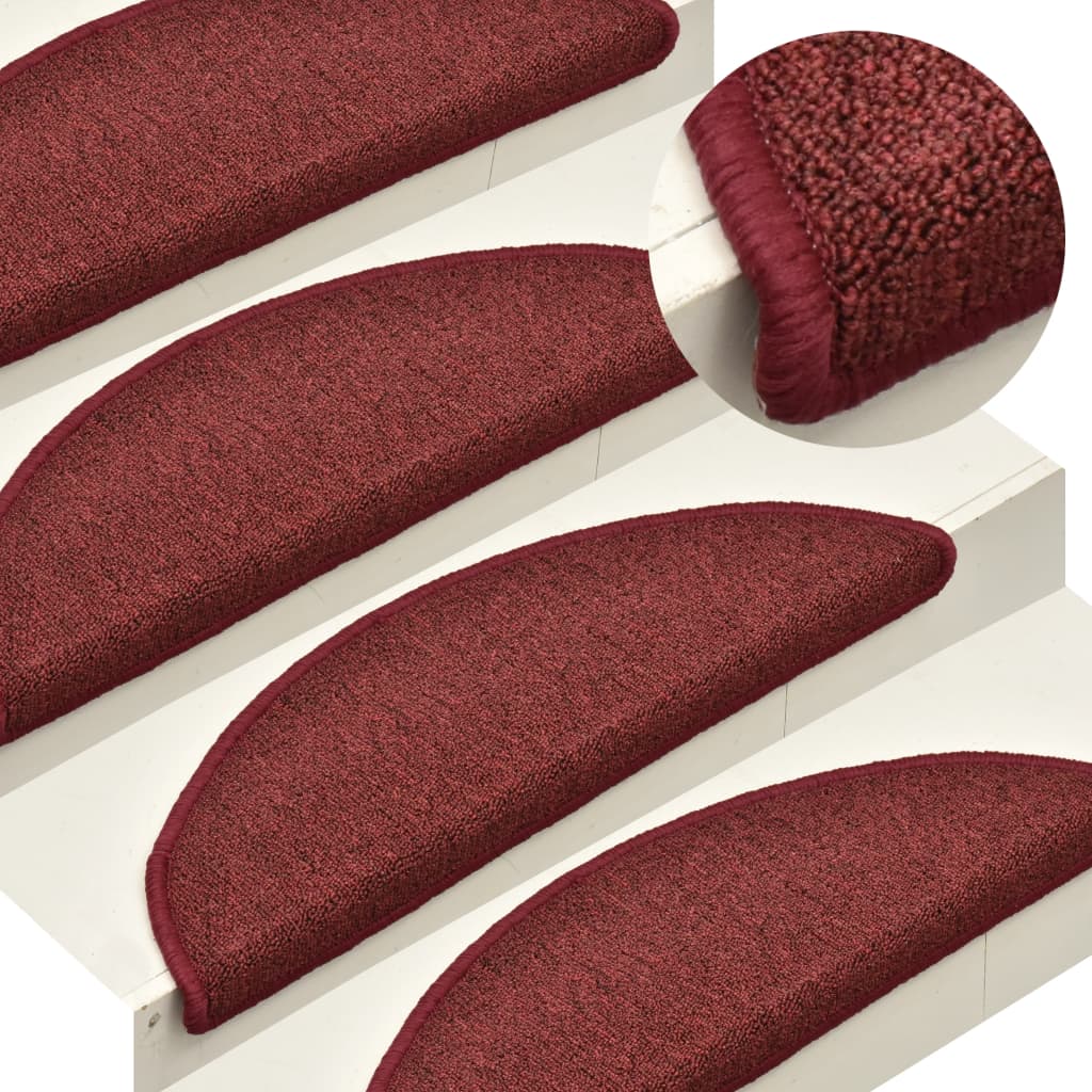 Trappematter 15 stk 56x17x3 cm bordeaux halvrund