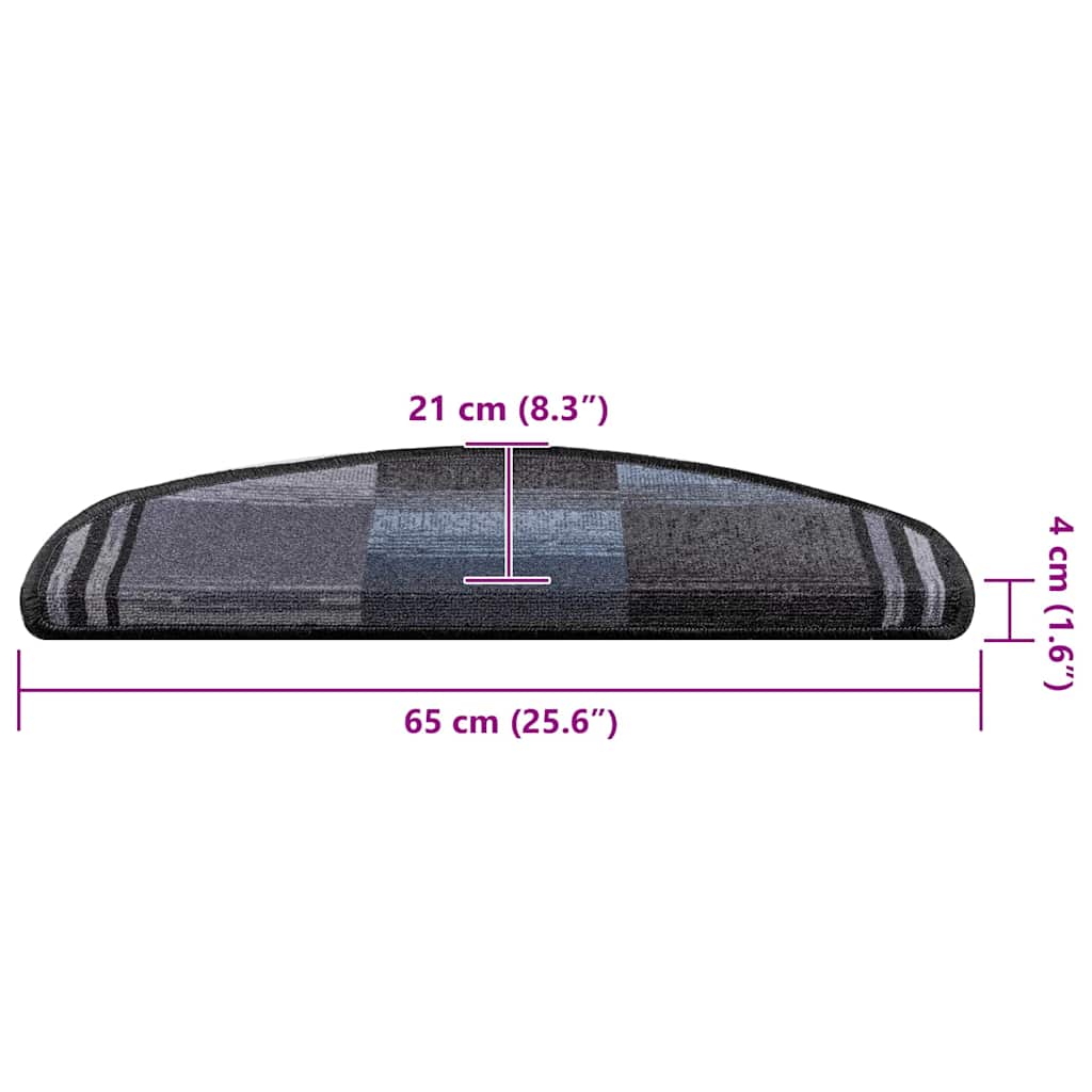 Selvklebende trappematter 15 stk svart og grå 65x21x4 cm