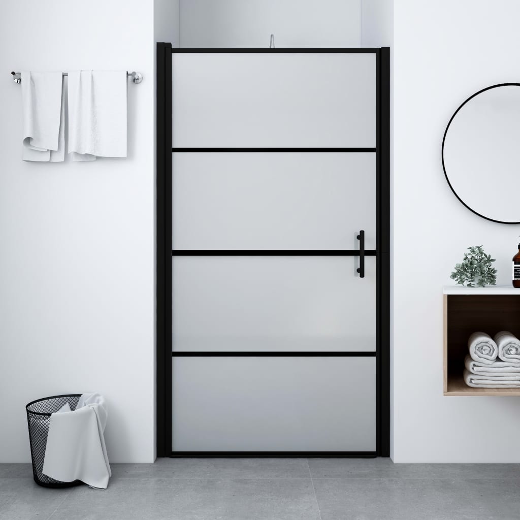 Dusjdør frostet herdet glass 100x178 cm svart