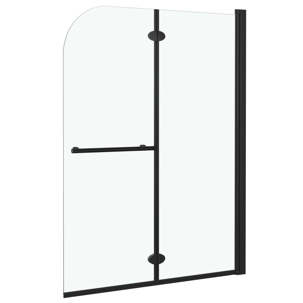 Leddet dusjdør med 2 paneler ESG 95x140 cm svart