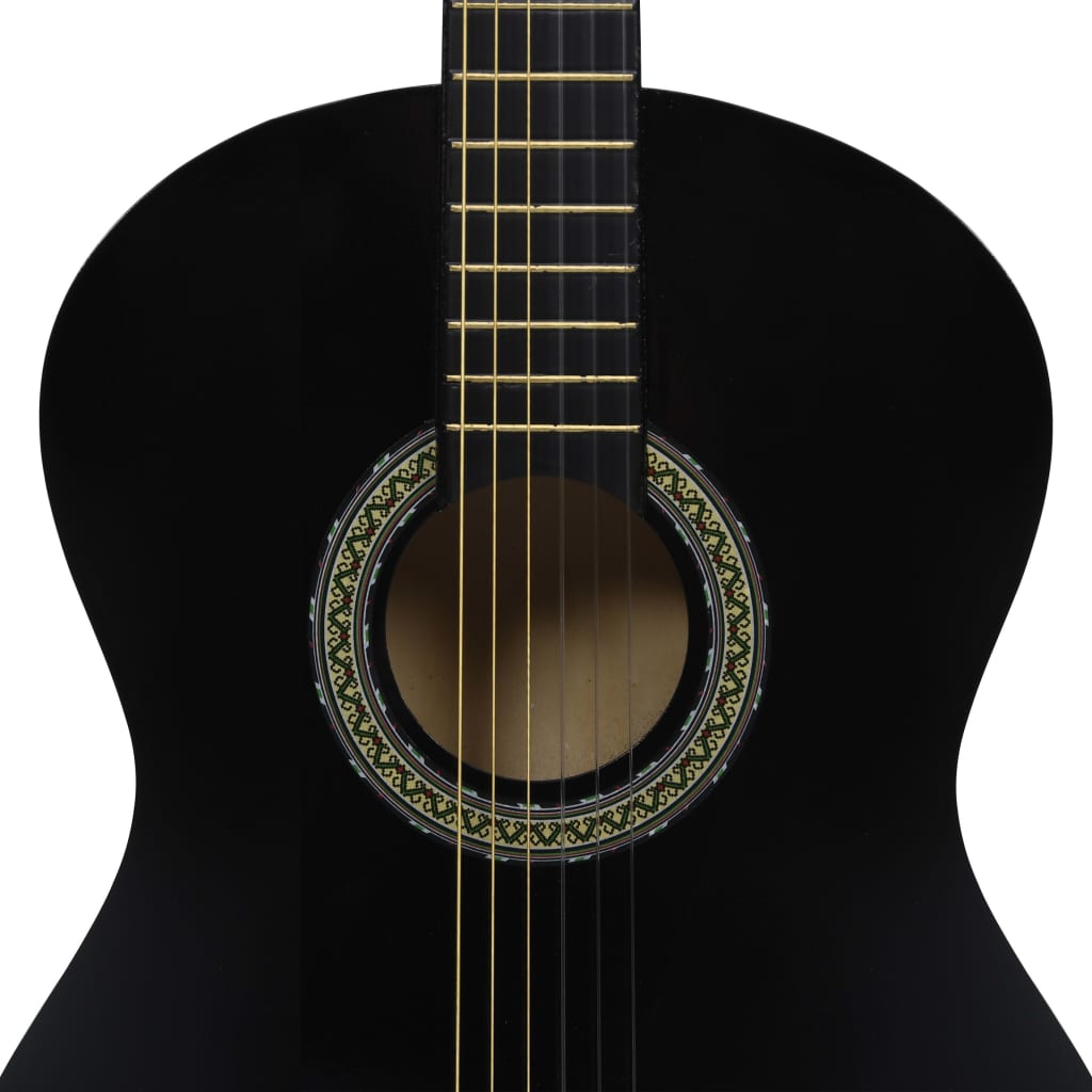 Klassisk gitar for nybegynnere med veske svart 4/4 39"