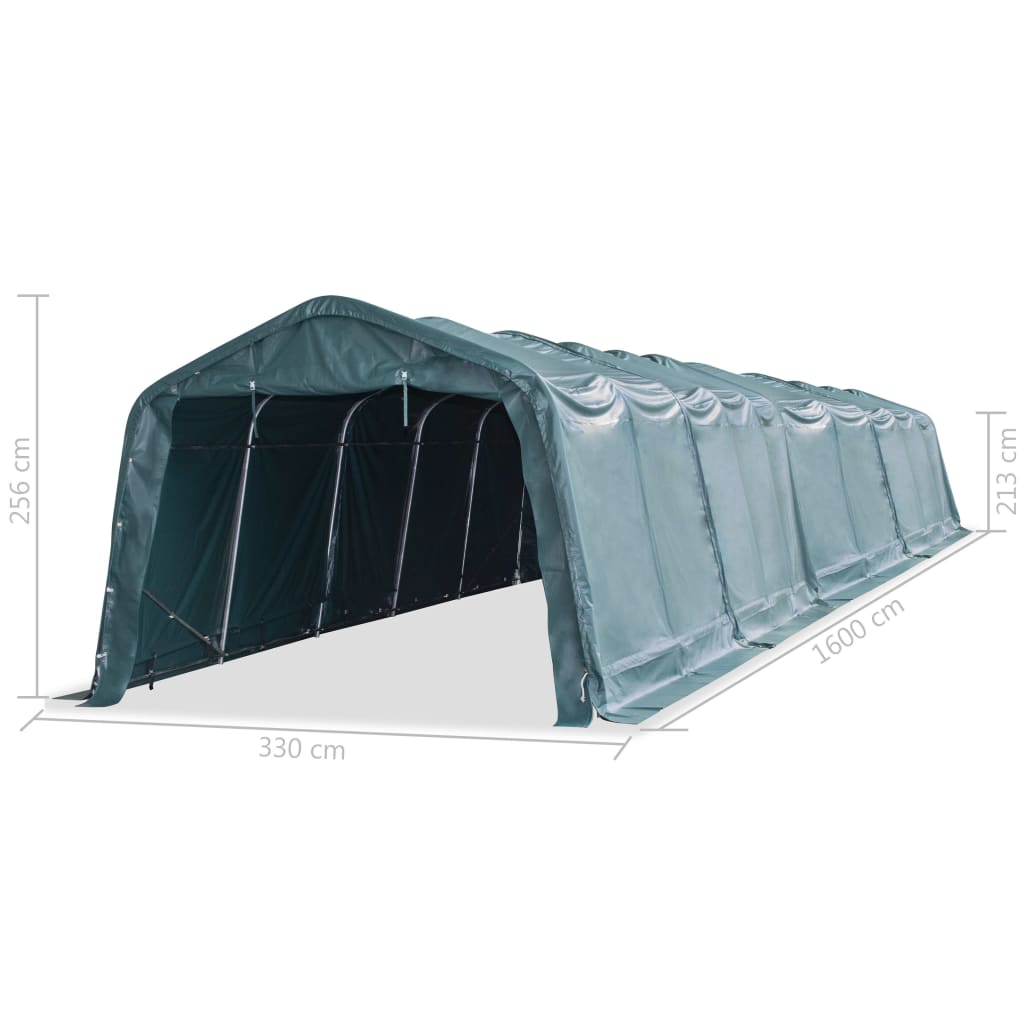 Flyttbart kvegtelt PVC 550 g/m² 3,3x16 m mørkegrønn